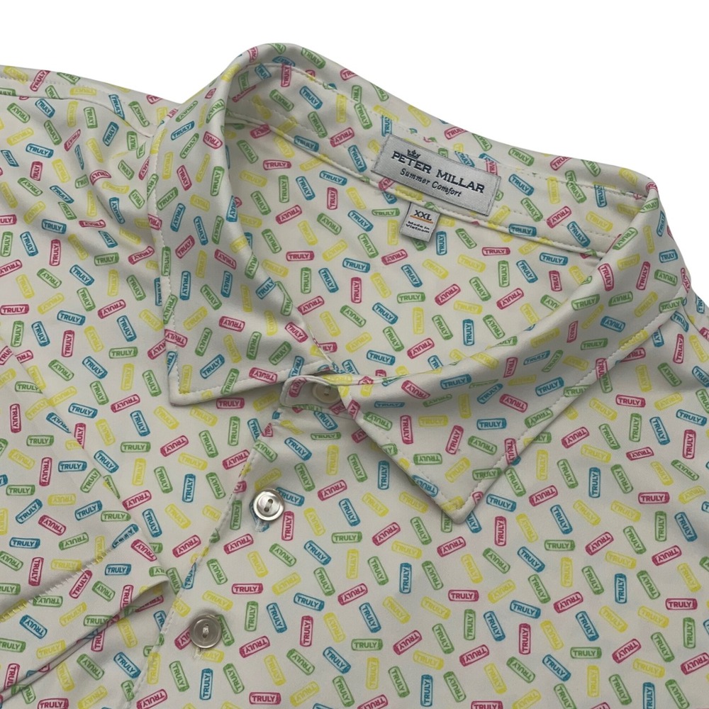 Peter Millar Men's Exclusive Truly Seltzer Summer Comfort Golf‎ Polo Shirt 2XL